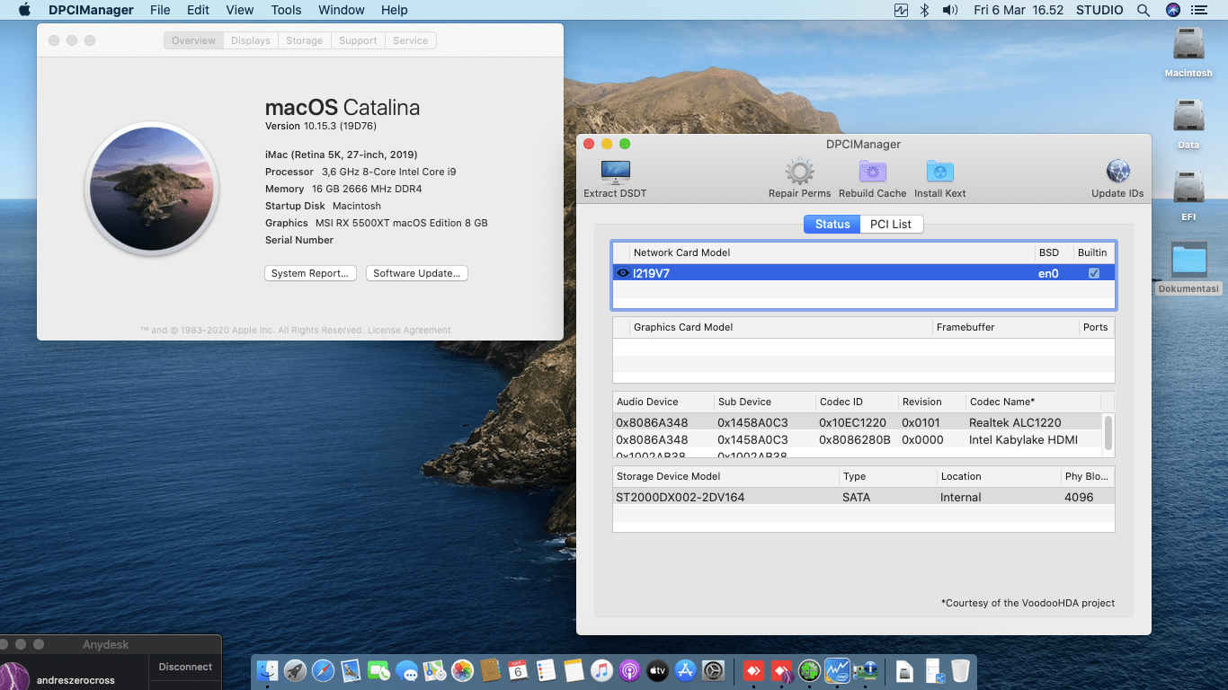 Success Hackintosh macOS Catalina 10.15.3 Build 19D76 in Gigabyte Z390 Aorus Ultra + Intel Core i9 9900K + MSI Radeon RX 5500XT